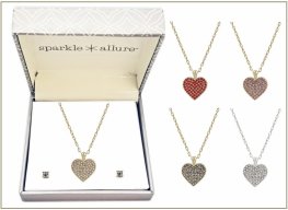 Heart Crystal Necklace and Earrings Set