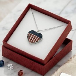 Heart Red White and Blue Necklace